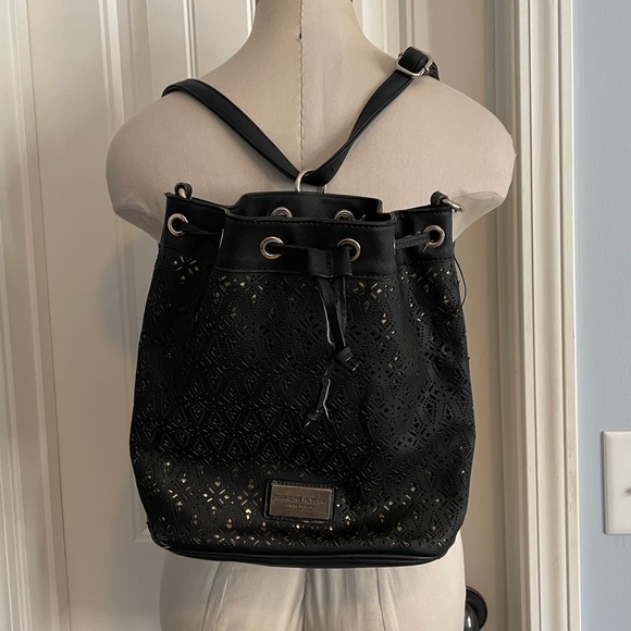 Marc New York Convertible Handbag Black Faux Leather Bucket Bag or Backpack - Picture 1 of 7